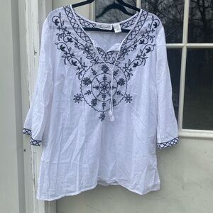 Boho Embroidered Peasant Blouse